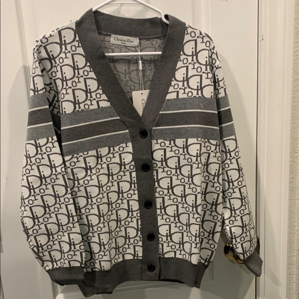 Gray and White Cardigan